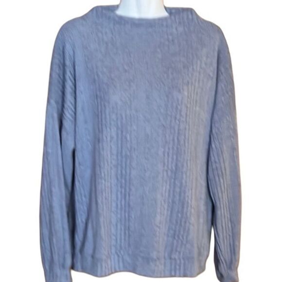 Hello Nite Sweater Sz Small Heather Blue Mock Neck Ribbed Soft Pullover NWT‎ - Picture 1 of 8